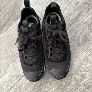 CHANEL Black Lace-Up Sneakers